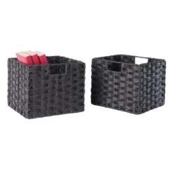 2pc Melanie Woven Fiber 2 Small Basket Set Chocolate - Winsome -Home Decoration Store GUEST 39800034 6a36 4abe bd9c 92d1976c1aea