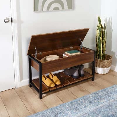 Honey-Can-Do Shoe Storage Bench Walnut 12 Honey-Can-Do Shoe Storage Bench Walnut - Image 12