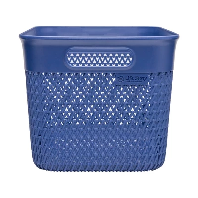 Life Story 16 Quart Lightweight Heavy Duty Woven Trendy Storage Organizer Holder Bin Basket W/ Built In Handles For Household Storage, Blue (12 Pack) 3 Life Story 16 Quart Lightweight Heavy Duty Woven Trendy Storage Organizer Holder Bin Basket W/ Built In Handles For Household Storage, Blue (12 Pack) - Image 3