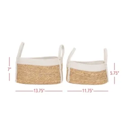 Set Of 2 Oblong Handled Baskets Seagrass & White Cotton Rope By Foreside Home & Garden -Home Decoration Store GUEST 3c30a975 14a2 4154 a110 d7851f5725e2