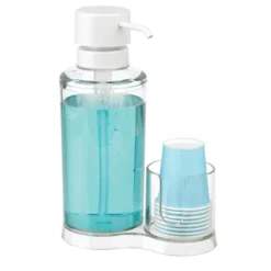 MDesign Modern Plastic Mouthwash Pump Caddy And Disposable Cup Holder -Home Decoration Store GUEST 3c34abcf bdf1 4bca aeee 284bbb6328c5