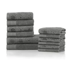 Modern Combed Cotton Honeycomb Jacquard And Solid Plush Towel Set By Blue Nile Mills -Home Decoration Store GUEST 3c6266fe b216 4004 a329 036162b7bb85
