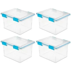 Sterilite 32 Quart Stackable Clear Plastic Storage Tote Container With Blue Gasket Latching Lid For Home And Office Organization, Clear -Home Decoration Store GUEST 3c663191 cf42 482e 8645 59c76d874562