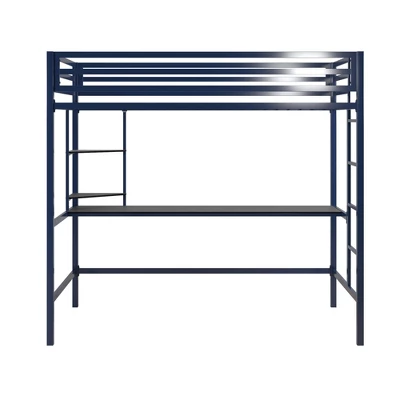 Twin Maxwell Metal Loft Bed With Desk & Shelves Blue/Black - Novogratz 3 Twin Maxwell Metal Loft Bed With Desk & Shelves Blue/Black - Novogratz - Image 3
