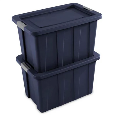 Sterilite Tuff1 30 Gallon Plastic Stackable Basement Garage Attic Storage Organizer Tote Container Bin With Latching Lid, Dark Indigo Blue (16 Pack) 2 Sterilite Tuff1 30 Gallon Plastic Stackable Basement Garage Attic Storage Organizer Tote Container Bin With Latching Lid, Dark Indigo Blue (16 Pack) - Image 2