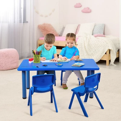Costway Kids Plastic Rectangular Learn And Play Table Playroom Kindergarten Home Blue 3 Costway Kids Plastic Rectangular Learn And Play Table Playroom Kindergarten Home Blue - Image 3