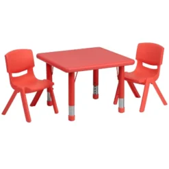 Emma And Oliver 24" Square Plastic Height Adjustable Activity Table Set With 2 Chairs -Home Decoration Store GUEST 44190d74 5583 4b7c ba5b 8ebf787a975e
