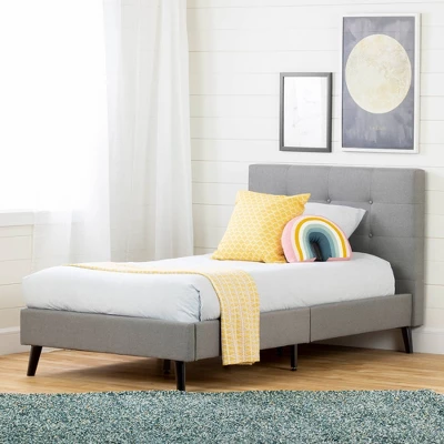 Twin Fusion Complete Upholstered Bed Medium Gray - South Shore 2 Twin Fusion Complete Upholstered Bed Medium Gray - South Shore - Image 2