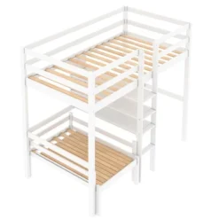 Convertible Loft Bed With L Shaped Desk, Shelf And Ladder, White - ModernLuxe -Home Decoration Store GUEST 462f5608 16f8 45c0 b84d 2002ee15a038