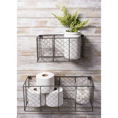 DII Chicken Wire Vintage Industrial Rustic Farmhouse Wall Medium Storage Basket For Plants, Towels, Food, And More, Gray (2 Pack) 3 DII Chicken Wire Vintage Industrial Rustic Farmhouse Wall Medium Storage Basket For Plants, Towels, Food, And More, Gray (2 Pack) - Image 3