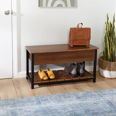 Honey-Can-Do Shoe Storage Bench Walnut 11 Honey-Can-Do Shoe Storage Bench Walnut - Image 11