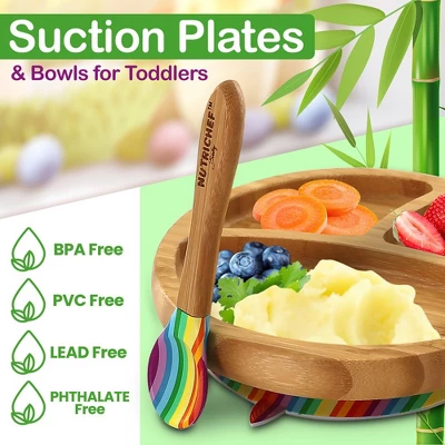 NutriChef Rainbow Bamboo Dinnerware Set With Silicone Suction For Kids 2 NutriChef Rainbow Bamboo Dinnerware Set With Silicone Suction For Kids - Image 2