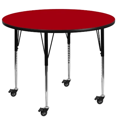 Flash Furniture Mobile 48'' Round Thermal Laminate Activity Table - Standard Height Adjustable Legs 3 Flash Furniture Mobile 48'' Round Thermal Laminate Activity Table - Standard Height Adjustable Legs - Image 3