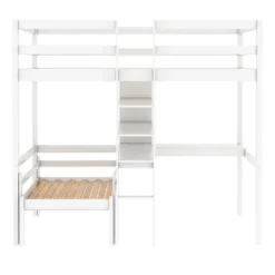 Convertible Loft Bed With L Shaped Desk, Shelf And Ladder, White - ModernLuxe -Home Decoration Store GUEST 4c991d44 33a9 4dd9 b1e7 4117f9507173