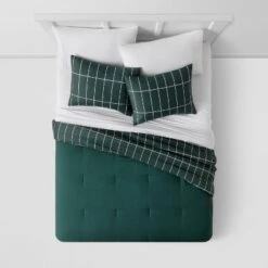 Grid Print Microfiber Reversible Comforter & Sheet Set Dark Green - Room Essentials™ -Home Decoration Store GUEST 4daf5f1a f5e2 4ffd 9c0a 0163fb5f2872