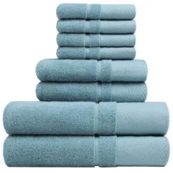 PiccoCasa 100% Combed Cotton Soft 600 GSM Absorbent Lightweight Shower Towel Set 8 Pcs -Home Decoration Store GUEST 4e69e522 0faf 41e7 83b5 c62ea7b55f31