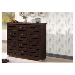 Adalwin Modern And Contemporary 3-Door Wooden Entryway Shoes Storage Cabinet - Dark Brown - Baxton Studio -Home Decoration Store GUEST 4f13734a 2864 434c 9f35 8cd8ca395583
