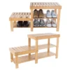 Hastings Home 2-Tier Bamboo Shoe Rack And Bench