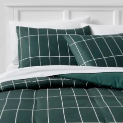 Grid Print Microfiber Reversible Comforter & Sheet Set Dark Green - Room Essentials™ -Home Decoration Store GUEST 52658d90 442c 4f77 95f8 b9cc7e5b7e67