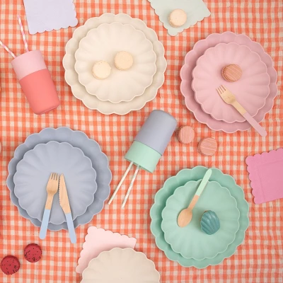 Meri-Meri Meri Meri Small Pink Reusable Bamboo Plates (Pack Of 6) 4 Meri-Meri Meri Meri Small Pink Reusable Bamboo Plates (Pack Of 6) - Image 4