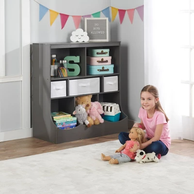 Badger Basket Combo Bin Storage Unit With 3 Baskets Charcoal 3 Badger Basket Combo Bin Storage Unit With 3 Baskets Charcoal - Image 3