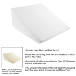 Hastings Home Extra-High Memory Foam Wedge Pillow With Removable Bamboo Cover - Ivory