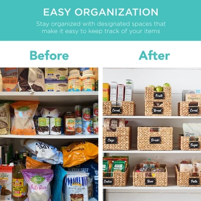 Best Choice Products Set Of 2 16in Woven Water Hyacinth Pantry Baskets W/ Chalkboard Label, Chalk Marker 2 Best Choice Products Set Of 2 16in Woven Water Hyacinth Pantry Baskets W/ Chalkboard Label, Chalk Marker - Image 2