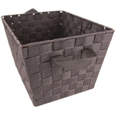 Home Basics Polyester Woven Strap Open Bin, Brown 3 Home Basics Polyester Woven Strap Open Bin, Brown - Image 3