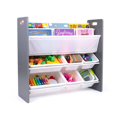 Read N Play 6 Bin Organizer & 2 Tier Bookrack White - Humble Crew 5 Read N Play 6 Bin Organizer & 2 Tier Bookrack White - Humble Crew - Image 5