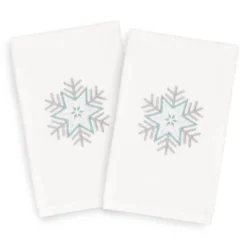 2pk Crystal Snowflake Hand Towel Set White - Linum Home Textiles