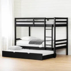 Fakto Bunk Beds With Trundle Matte Black - South Shore