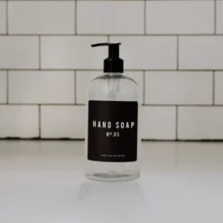 Sweet Water Decor Clear Plastic Black Label Hand Soap Dispenser - 16oz
