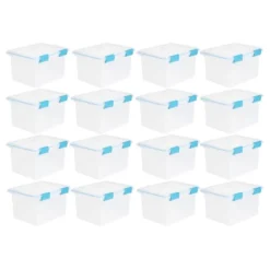 Sterilite 32 Quart Stackable Clear Plastic Storage Tote Container With Blue Gasket Latching Lid For Home And Office Organization, Clear -Home Decoration Store GUEST 5af01a01 4fb5 41c8 8a71 eca3510aab53