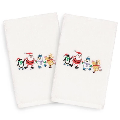 2pk Skating Group Hand Towel Set White - Linum Home Textiles 1 2pk Skating Group Hand Towel Set White - Linum Home Textiles