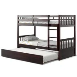 Costway Twin Over Twin Bunk Bed With Twin Trundle Solid Wood Frame Espresso/White 20 Costway Twin Over Twin Bunk Bed With Twin Trundle Solid Wood Frame Espresso/White -Home Decoration Store GUEST 5c108b8b 0e47 43c9 b384 1a091f4fdf95