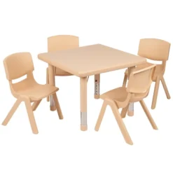 Emma And Oliver 24" Square Plastic Height Adjustable Activity Table Set With 4 Chairs -Home Decoration Store GUEST 5d4779ed f55a 4698 b41c 24b2b2ede9bd