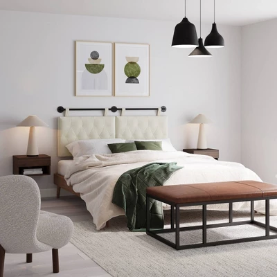 Full/Queen Remi Diamond Button Tufted Headboard Cloud White - Nathan James 3 Full/Queen Remi Diamond Button Tufted Headboard Cloud White - Nathan James - Image 3