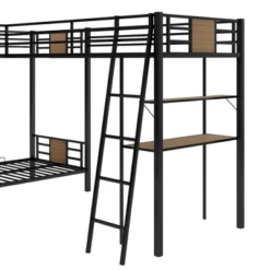 L-Shaped Twin Over Twin Bunk Bed With Twin Size Loft Bed With Desk And Shelf , Brown - ModernLuxe -Home Decoration Store GUEST 5eb2ce14 ee47 409f b3c5 2718f17e26f1
