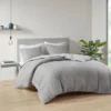 N Natori 3pc Origami Oversized Knit Quilted Top Duvet Cover Mini Set Gray
