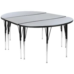 Flash Furniture 3 Piece 76" Oval Wave Flexible Grey Thermal Laminate Activity Table Set - Standard Height Adjustable Legs 26 Flash Furniture 3 Piece 76" Oval Wave Flexible Grey Thermal Laminate Activity Table Set - Standard Height Adjustable Legs -Home Decoration Store GUEST 608cea78 959e 4231 bd63 6e84ac1631f2