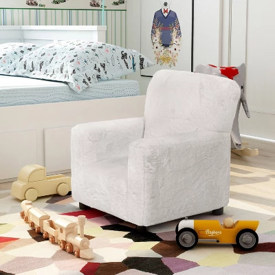 Nuea Faux Fur Kids' Chair White - Homes: Inside + Out 1 Nuea Faux Fur Kids' Chair White - Homes: Inside + Out