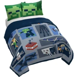 Saturday Park Minecraft Emblematic 100% Organic Cotton Duvet Cover & Sham Set -Home Decoration Store GUEST 61fc11cc 366f 4a36 b995 4edb978d3e1b