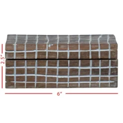 Handcarved Plaid 6x4" Lidded Decorative Wood Storage Box - Foreside Home & Garden -Home Decoration Store GUEST 621bc9e5 bd61 4d53 905f 2b74f6ab90eb