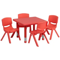 Emma And Oliver 24" Square Plastic Height Adjustable Activity Table Set With 4 Chairs -Home Decoration Store GUEST 621fdb43 42e4 40c7 a0c5 89c5b6471905