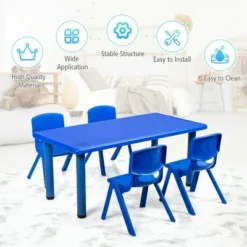 Costway Kids Plastic Rectangular Learn And Play Table Playroom Kindergarten Home Blue 15 Costway Kids Plastic Rectangular Learn And Play Table Playroom Kindergarten Home Blue -Home Decoration Store GUEST 628cec32 8e4a 45aa 9468 63becd680a5b