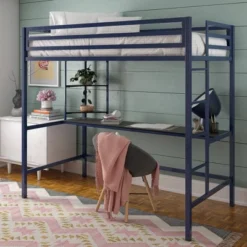 Twin Maxwell Metal Loft Bed With Desk & Shelves Blue/Black - Novogratz 13 Twin Maxwell Metal Loft Bed With Desk & Shelves Blue/Black - Novogratz -Home Decoration Store GUEST 63e85108 62b9 4a7d 8a8e 9e3bf953eb2a