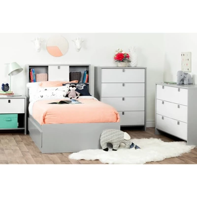 Cookie 1-Drawer Nightstand Soft Gray And Pure White - South Shore 1 Cookie 1-Drawer Nightstand Soft Gray And Pure White - South Shore