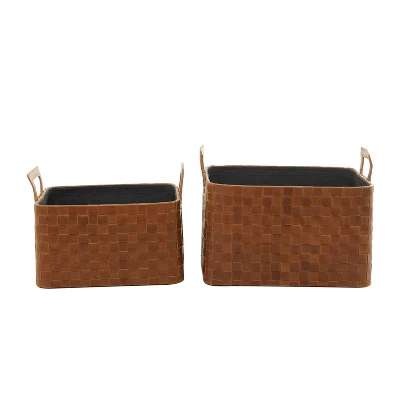 Set Of 2 Leather Magazine Holder - Olivia & May 2 Set Of 2 Leather Magazine Holder - Olivia & May - Image 2