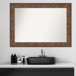 42" X 30" Non-Beveled Bridge Wood Bathroom Wall Mirror Brown - Amanti Art -Home Decoration Store GUEST 66f537b0 3ace 46cc b1c6 671b13e40022