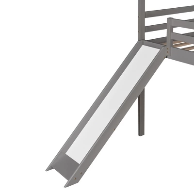 House Shape Twin Size Loft Bed With Slide, Gray - ModernLuxe 10 House Shape Twin Size Loft Bed With Slide, Gray - ModernLuxe - Image 10